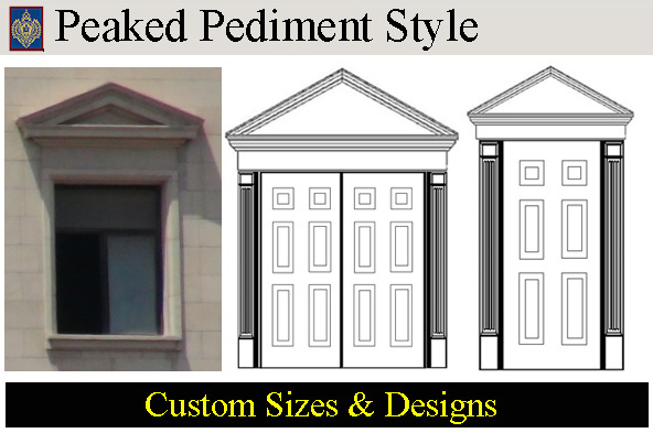 Peaked pediment door and window surrounds