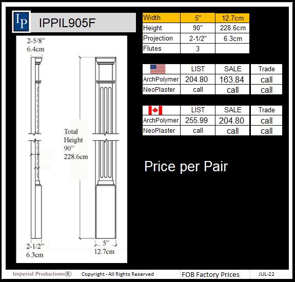 IPPIL905F Fluted Pilaster 