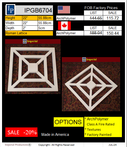 IPGB6704 Roman Lattice Insert for Railings