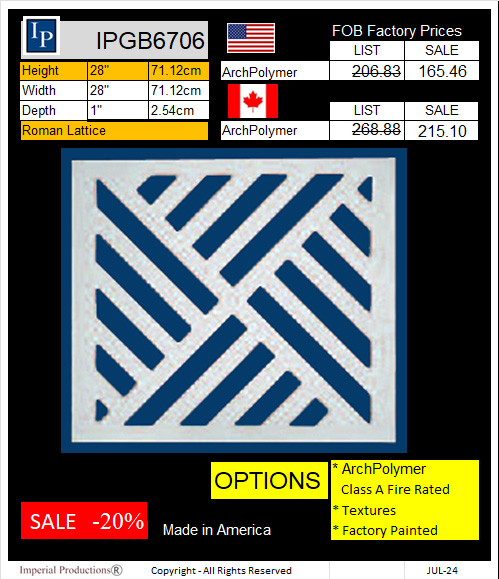 IPGB6706 Roman Lattice 28" x 28" x 1"