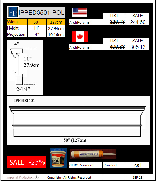 IPPED3501 square pediment 50"