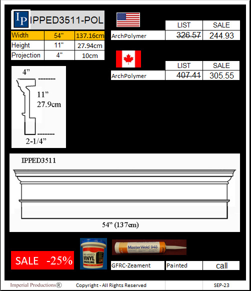 IPPED3511 square pediment 54"