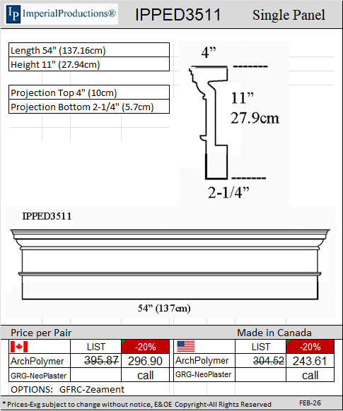 IPPED3511 Rectangle Pediment