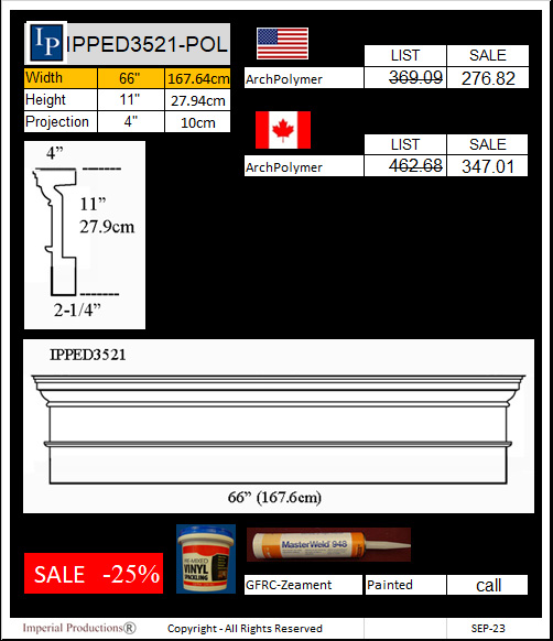 IPPED3521 square pediment 66" wide