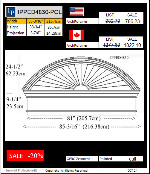 IPPED4830 sunburst pediment with frieze board