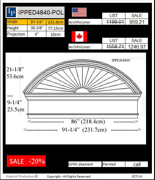 IPPED4840 sunburst pediment with frieze board