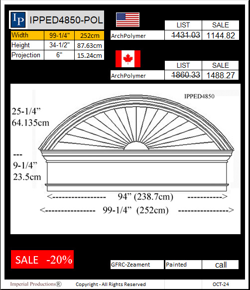 IPPED4850 sunburst pediment with frieze board