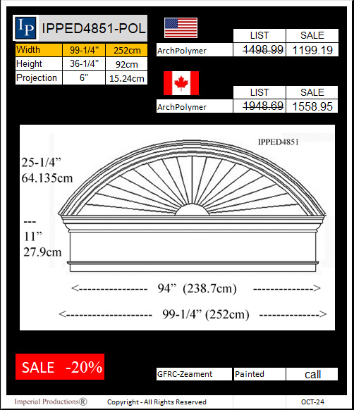 IPPED4851 sunburst pediment with frieze board