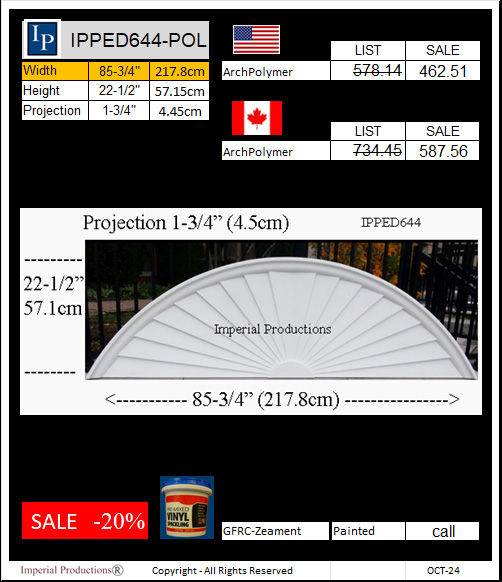 IPPED644 sunburst pediment