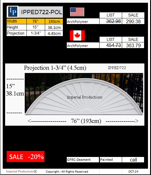 IPPED722 sunburst pediment