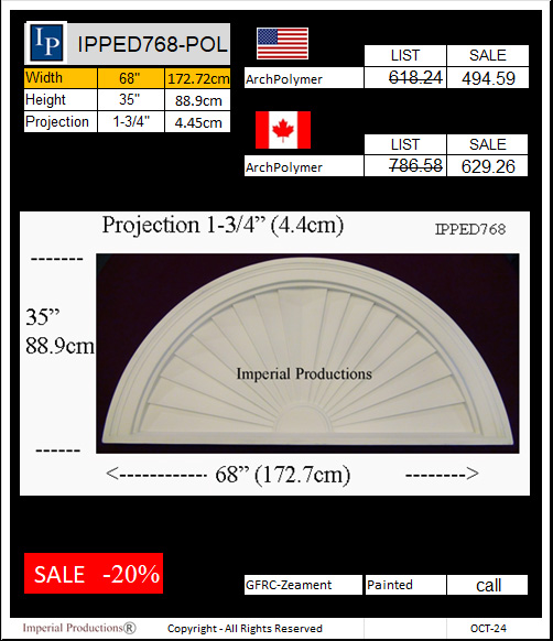 IPPED768 sunburst pediment