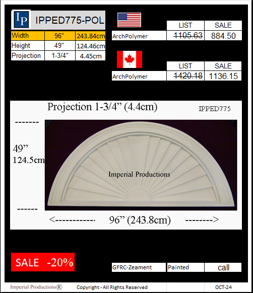 IPPED775 sunburst pediment