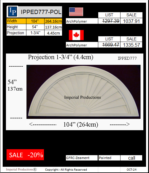 IPPED777 sunburst pediment