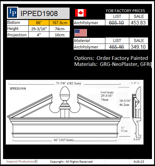 IPPED1908 Acorn Pediment with header