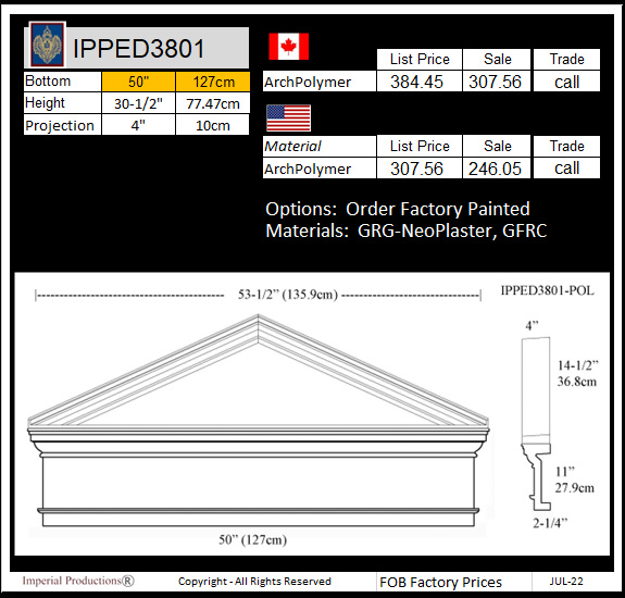 IPPED3801 peaked pediment 