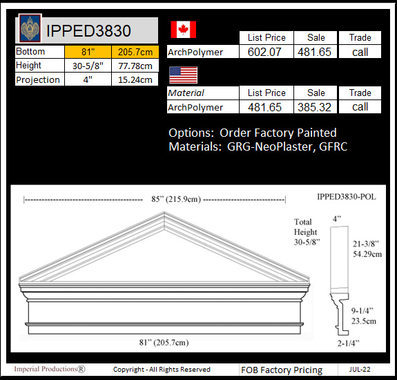 IPPED3830 peaked pediment