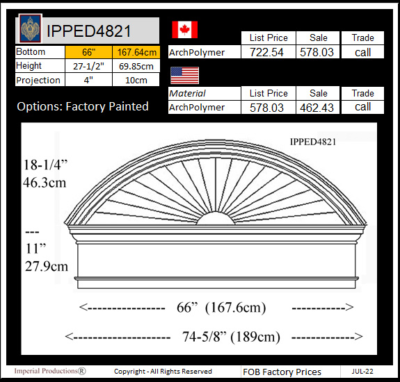 IPPED4821 sunburst pediment