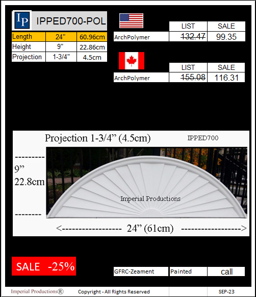IPPED700 sunburst pediment 