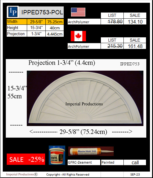 IPPED753 sunburst pediment