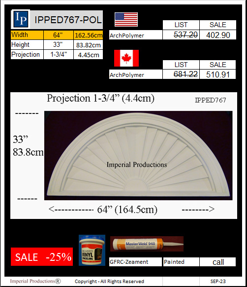 IPPED767 sunburst pediment