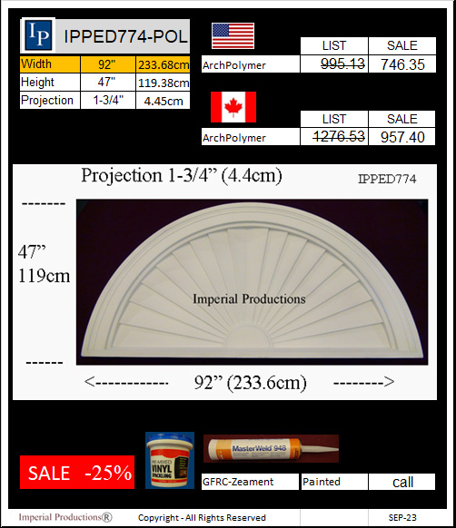 IPPED774 sunburst pediment