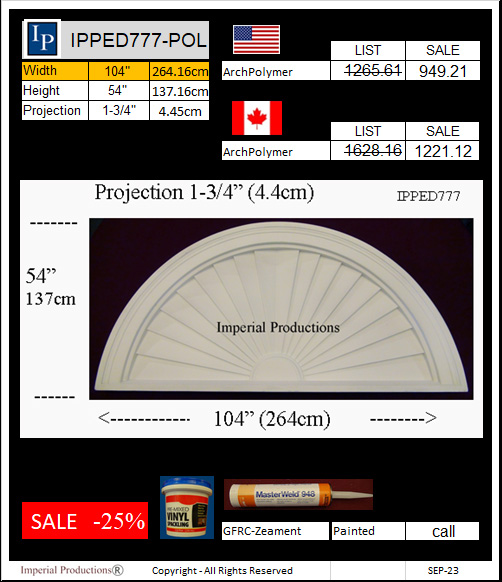 IPPED777 sunburst pediment