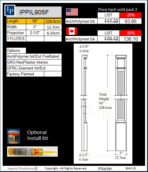IPPIL905F fluted pilaster