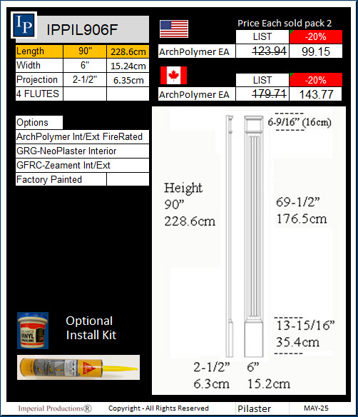 IPPIL906F Fluted Pilaster