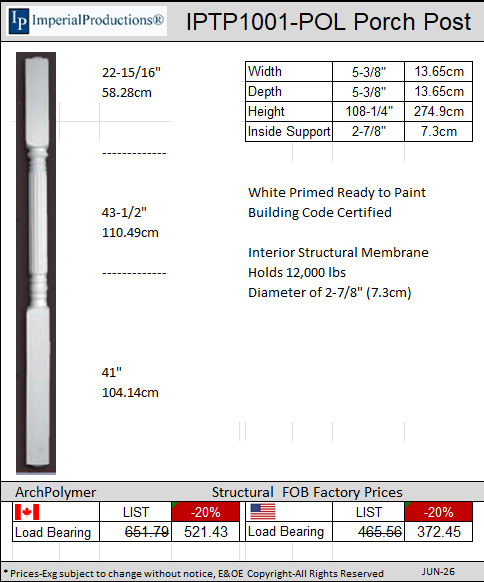 IPTP1001-POL Porch Post