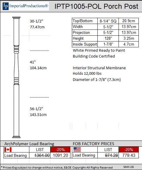 IPTP1005-POL Porch Post