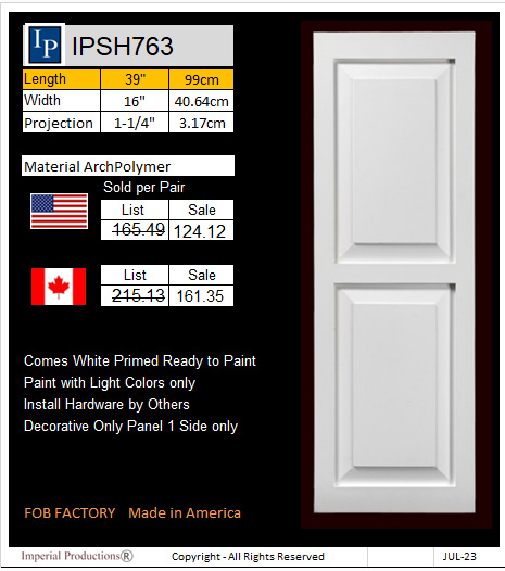 IPSH763 decorative 2 panel shutter