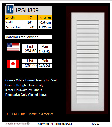 IPSH809 shutter