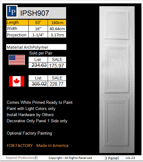 IPSH907 3 panel shutter