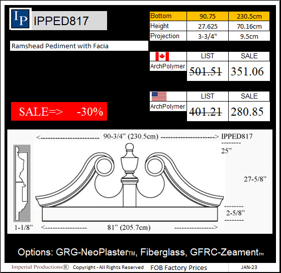 IPPED817 Ramshead Pediment 