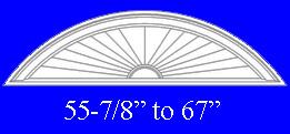 sunburst pediment bottom width 55-7/8" to 67"