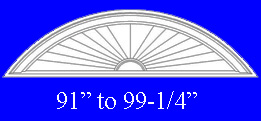 sunburst pediment bottom width 91" to 99-1/4"